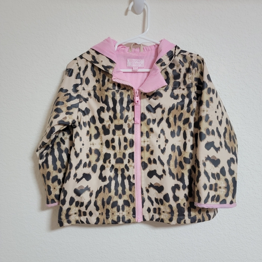 Stephen Joseph Leopard Print Kids Jacket with Pink Accents
